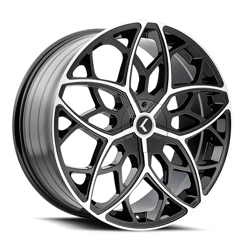 Kraze Wheels - RICOCHET - Black - BLACK MACHINED - 20" x 8.5", 38 Offset, 5x115/120 (Bolt Pattern), 74.1mm HUB