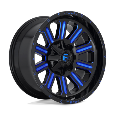 Fuel - D646 HARDLINE - Black - GLOSS BLACK BLUE TINTED CLEAR - 18" x 9", -12 Offset, 6x135/139.7 (Bolt Pattern), 106.1mm HUB