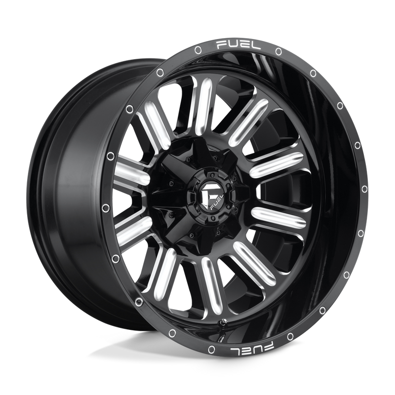 Fuel - D620 HARDLINE - Black - GLOSS BLACK MILLED - 17" x 9", -12 Offset, 5x139.7/150 (Bolt Pattern), 110.1mm HUB