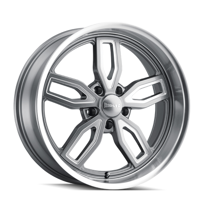 Ridler - 608 - Grey - GREY with MILLED SPOKES & DIAMOND LIP - 18" x 8", 0 Offset, 5x120.65 (Bolt Pattern), 72.6mm HUB