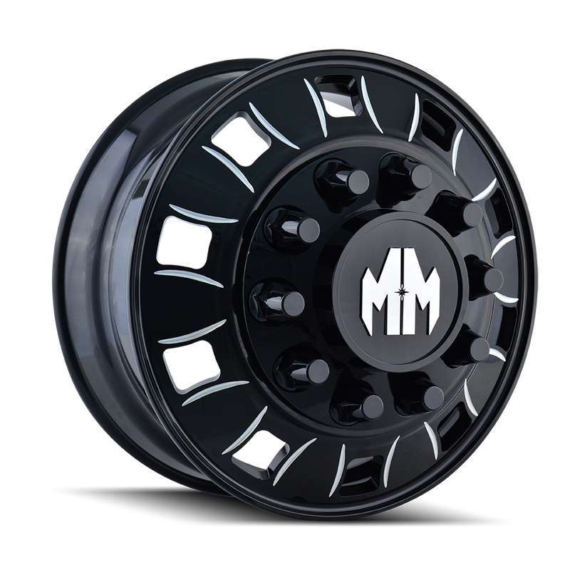 Mayhem - BIGRIG - Black - BLACK/MILLED SPOKES - 24.5" x 8.25", 168 Offset, 10x285.75 (Bolt Pattern), 220.1mm HUB