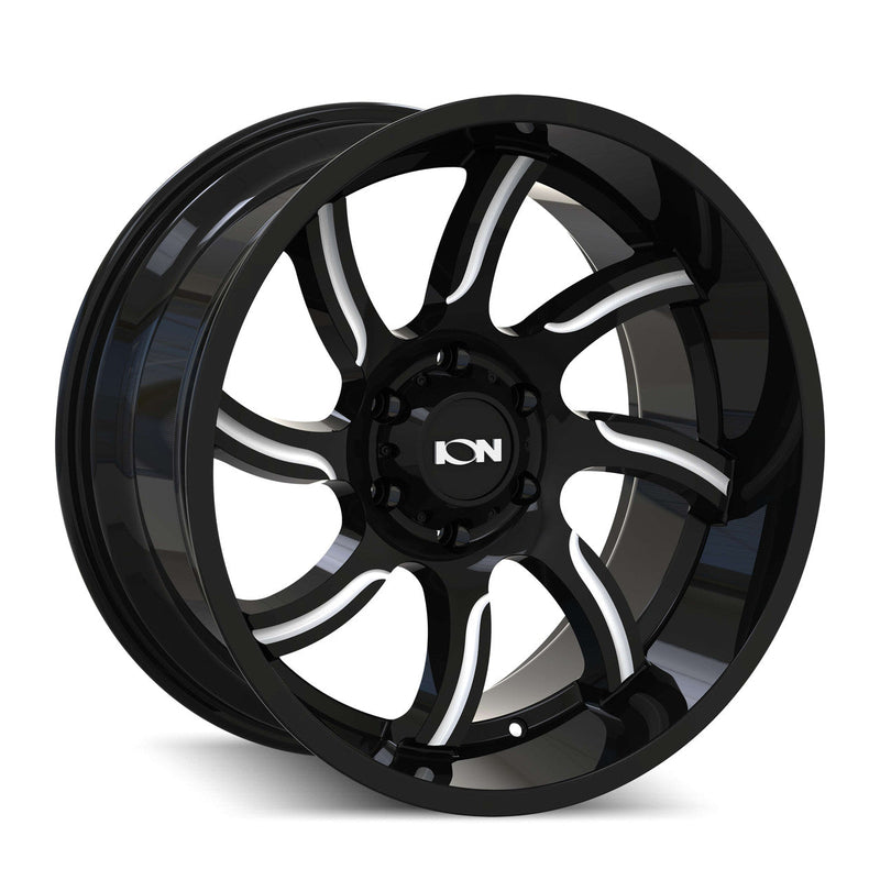 Ion Alloy - 151 - Black - GLOSS BLACK/MILLED - 20" x 9", 0 Offset, 8x170 (Bolt Pattern), 125.2mm HUB