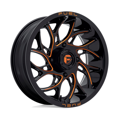 Fuel UTV - D780 RUNNER UTV - Black - GLOSS BLACK MILLED ORANGE - 18" x 7", 13 Offset, 4x156 (Bolt Pattern), 132mm HUB