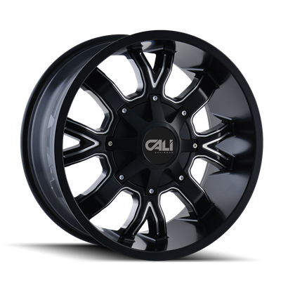 Cali Off-Road - DIRTY - Black - SATIN BLACK/MILLED SPOKES - 22" x 14", -76 Offset, 8x165.1/170 (Bolt Pattern), 130.8mm HUB
