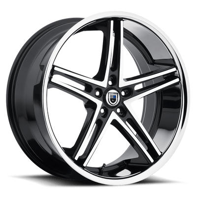 Asanti Black - ABL-7 - Black - Machined Face with Ss Lip - 20" x 10", 45 Offset, 5x114.3 (Bolt pattern), 74.1mm HUB