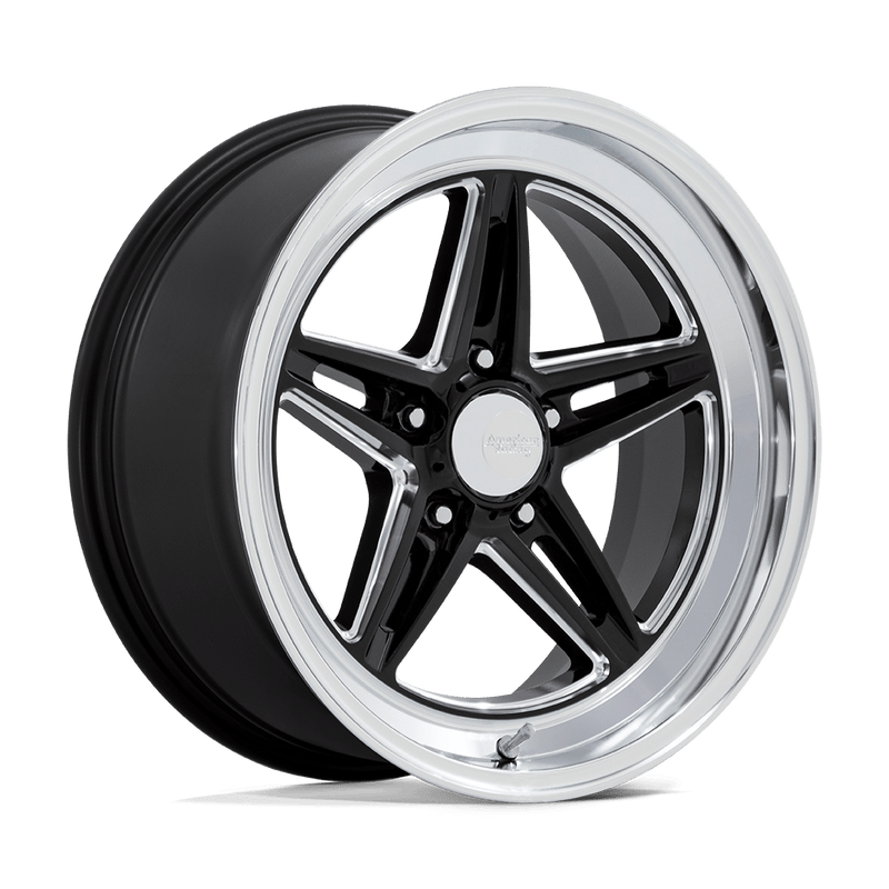 American Racing Vintage - VN514 GROOVE - Black - Gloss Black Milled with Diamond Cut Lip - 20" x 8.5", 6 Offset, 5x120.65 (Bolt pattern), 72.6mm HUB