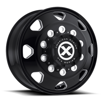 ATX - AO401 OCTANE - Black - Gloss Black Milled - 17.5" x 6.8", 0 Offset, 8x165.1 (Bolt pattern), 124.7mm HUB