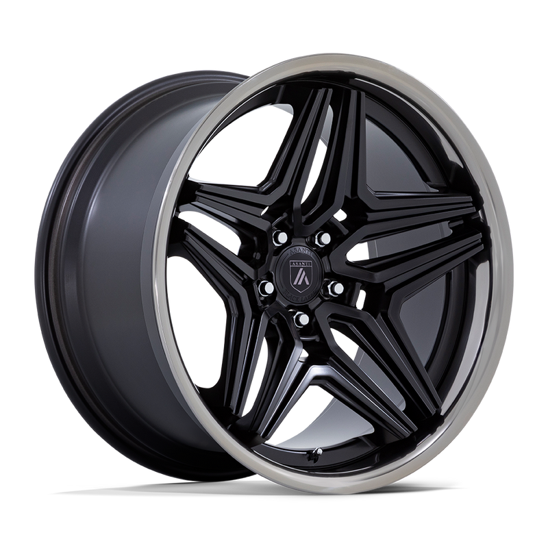 Asanti Black - ABL-46 DUKE - Black - Satin Black with Ddt Lip - 20" x 10.5", 18 Offset, 5x120 (Bolt pattern), 74.1mm HUB