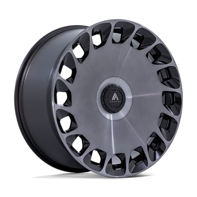 Asanti Black - AB045 ARISTOCRAT - Black - Gloss Black Machined Face with Ddt - 20" x 10.5", 38 Offset, 5x112/120 (Bolt pattern), 74.10mm HUB