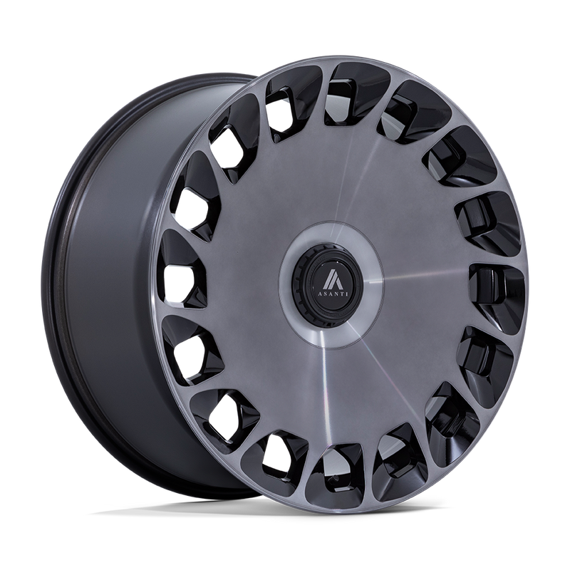 Asanti Black - ABL-45 ARISTOCRAT - Black - Gloss Black Machined Face with Ddt - 20" x 9", 27 Offset, 5x112/120 (Bolt pattern), 74.1mm HUB