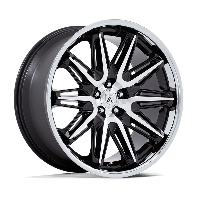 Asanti Black - AB047 IMPERATOR - Black - Gloss Black Machined with Ss Lip - 22" x 9", 27 Offset, 5x112 (Bolt pattern), 66.56mm HUB
