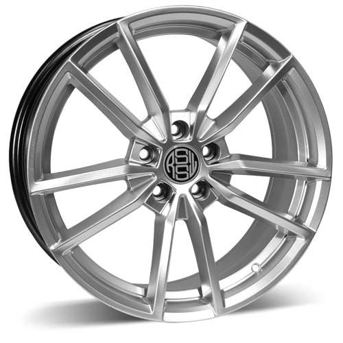 RSSW - Grid - Silver - Hyper Silver - 16" x 6.5", 38 Offset, 5x112 (Bolt pattern), 57.1mm HUB