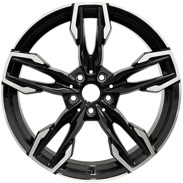 RAC Replica - B38 - Black - Gloss Black - Machined Face - 19" x 8.5", 25 Offset, 5x112 (Bolt Pattern), 66.6mm HUB