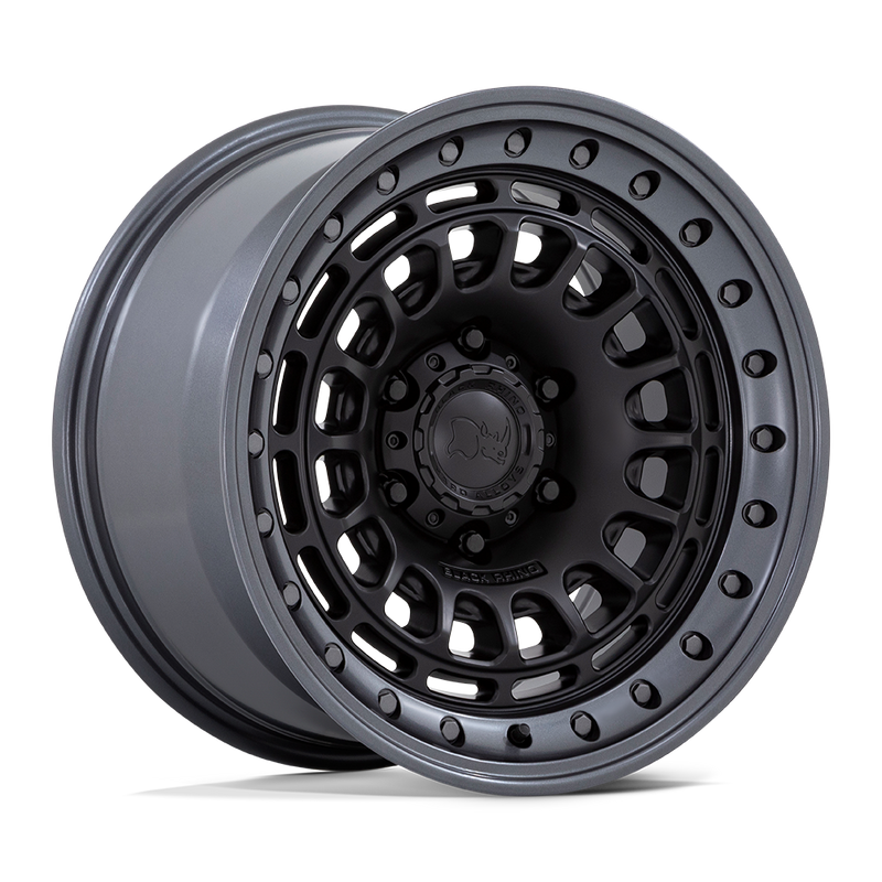 Black Rhino - BR014 SAHARA - Black - Matte Black with Gunmetal Lip - 17" x 9", 0 Offset, 6x139.7 (Bolt pattern), 106.1mm HUB