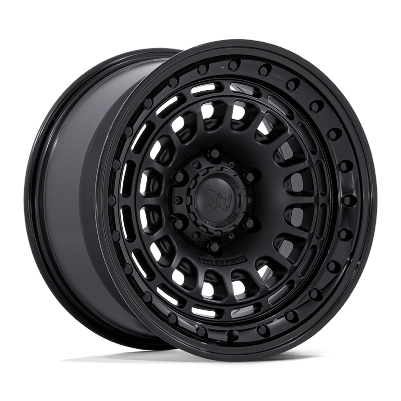 Black Rhino - BR014 SAHARA - Black - Matte Black with Gloss Black Lip - 17" x 9", 0 Offset, 6x139.7 (Bolt pattern), 106.1mm HUB