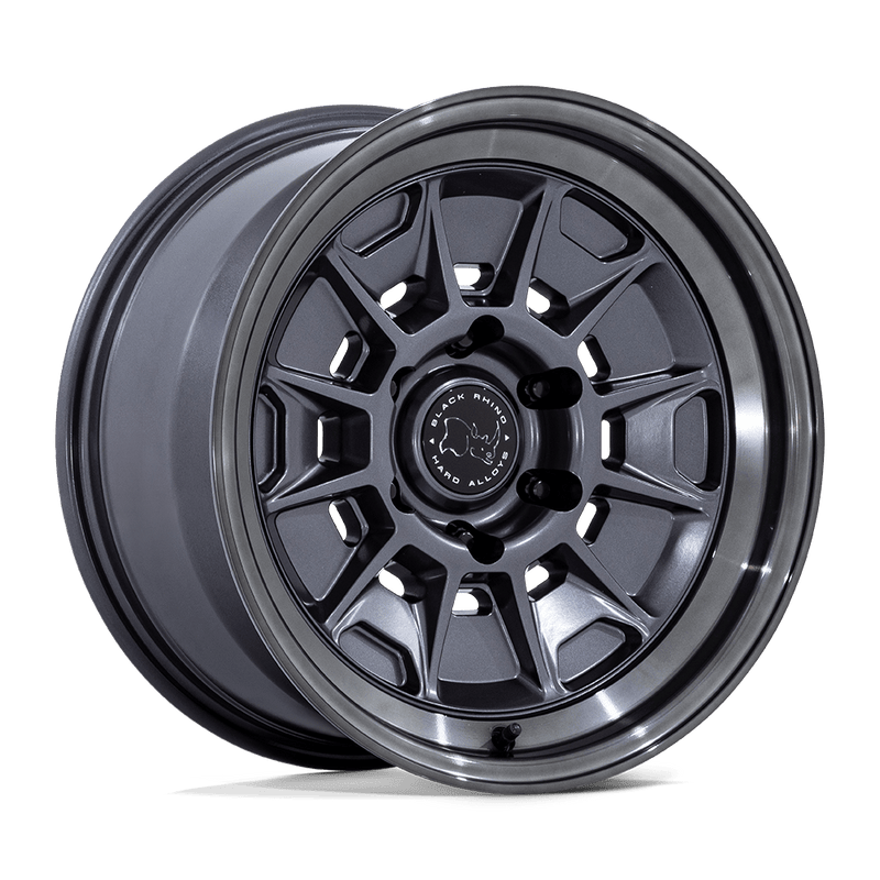 Black Rhino - BR021 MONDO - Gunmetal - Matte Gunmetal with Gloss Gray Lip - 18" x 9", 12 Offset, 6x139.7 (Bolt pattern), 106.10mm HUB