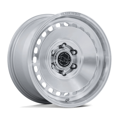 Black Rhino - BR036 BASIN - Silver - Gloss Silver W/ Machined Face - 17" x 8.5", 0 Offset, 5x127 (Bolt pattern), 71.50mm HUB