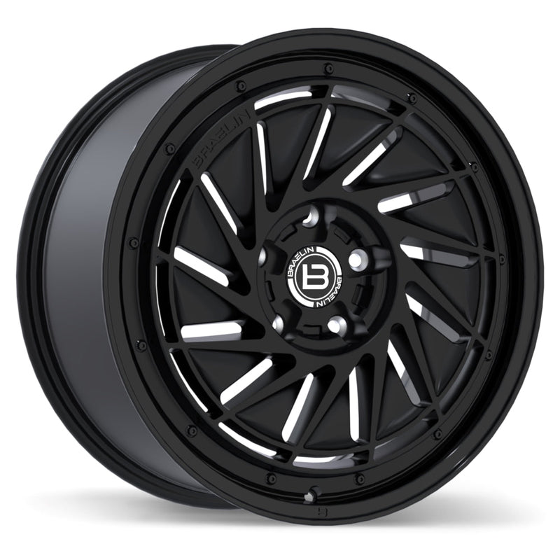 Braelin - BR16 - Black - Matte Black with Gloss Black Lip - 19" x 8.5", 35 Offset, 5x112 (Bolt pattern), 66.5mm HUB