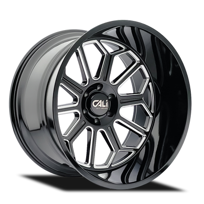 Cali Off-Road - Auburn - Black - Gloss Black Milled - 20" x 10", -25 Offset, 6x135 (Bolt pattern), 87.1mm HUB