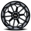Cali Off-Road - AUBURN - Black - Gloss Black Milled - 20" x 10", -25 Offset, 8x180 (Bolt pattern), 124.10mm HUB
