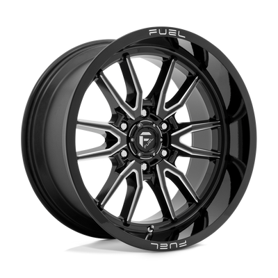 Fuel - D761 CLASH - Black - Gloss Black Milled - 20" x 9", 1 Offset, 8x180 (Bolt pattern), 124.2mm HUB