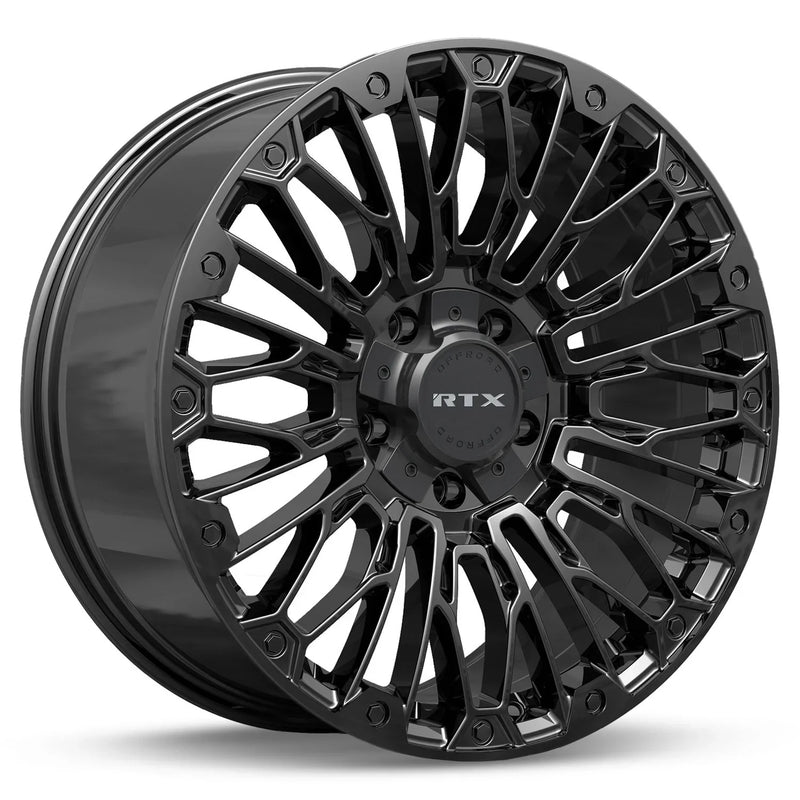 RTX Wheels - Chaos - Black - Gloss Black - 18" x 9", 18 Offset, 8x180 (Bolt pattern), 124.1mm HUB