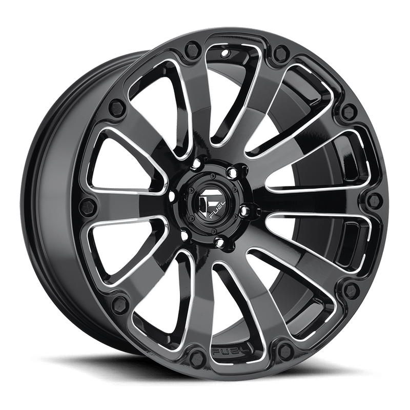 Fuel - D598 DIESEL - Black - Gloss Black Milled - 20" x 9", 1 Offset, 5x150 (Bolt pattern), 110.1mm HUB