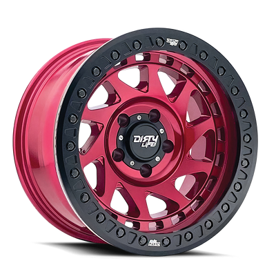 Dirty Life - ENIGMA RACE - Gloss Crimson Candy Red - 17" x 9", -12 Offset, 5x127 (Bolt pattern), 78.10mm HUB