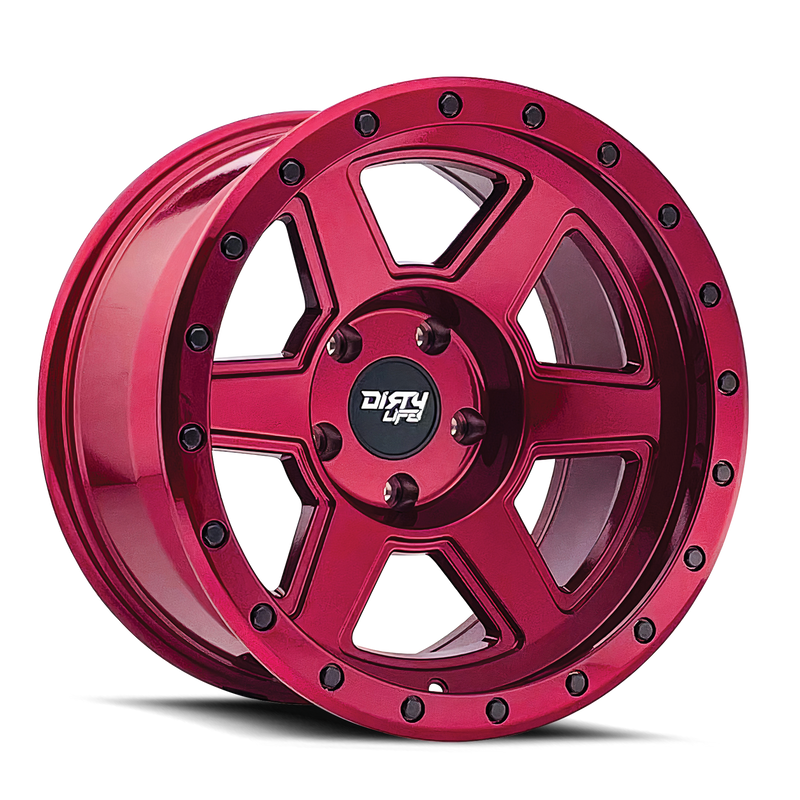 Dirty Life - COMPOUND - Crimson Candy Red - 20" x 10", -12 Offset, 6x139.7 (Bolt pattern), 106.00mm HUB