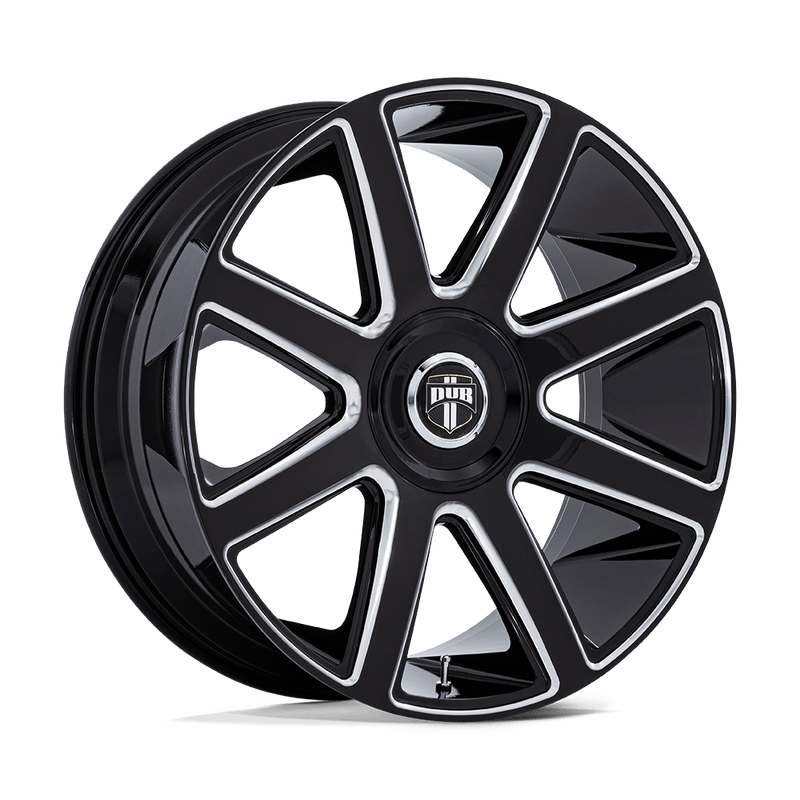 DUB - DC273 PULL - Black - Gloss Black Milled - 24" x 9", 38 Offset, 5x115/120 (Bolt pattern), 74.10mm HUB