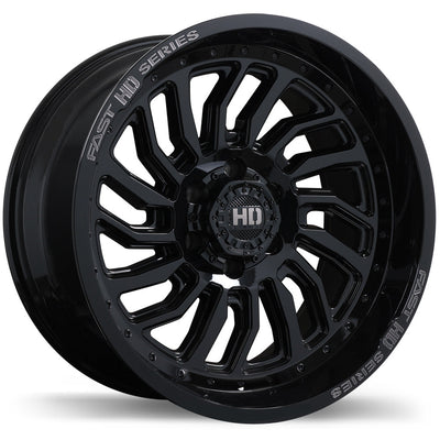 Fast HD - D-STRUCT - Black - Gloss Black with Grey Milling - 20" x 10", -15 Offset, 6x139.7 (Bolt pattern), 84.20mm HUB