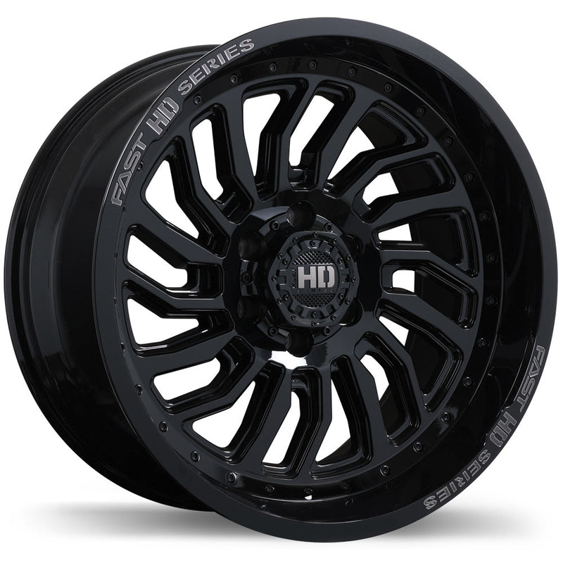 Fast HD - D-STRUCT - Black - Gloss Black with Grey Milling - 20" x 10", -15 Offset, 6x139.7 (Bolt pattern), 84.20mm HUB