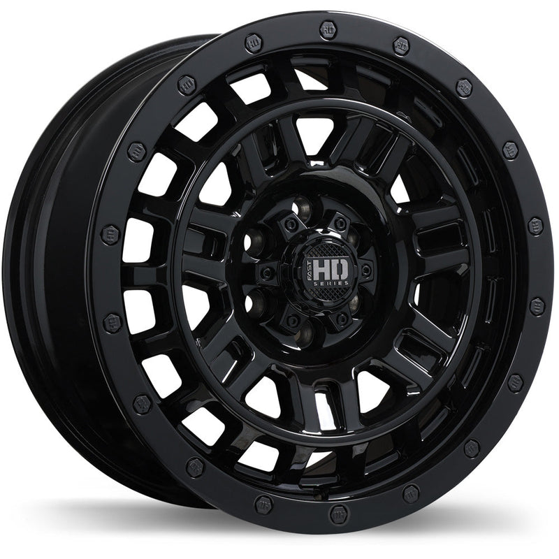 Fast HD - K-O - Black - Gloss Black - 17" x 8", 40 Offset, 6x139.7 (Bolt pattern), 93.1mm HUB