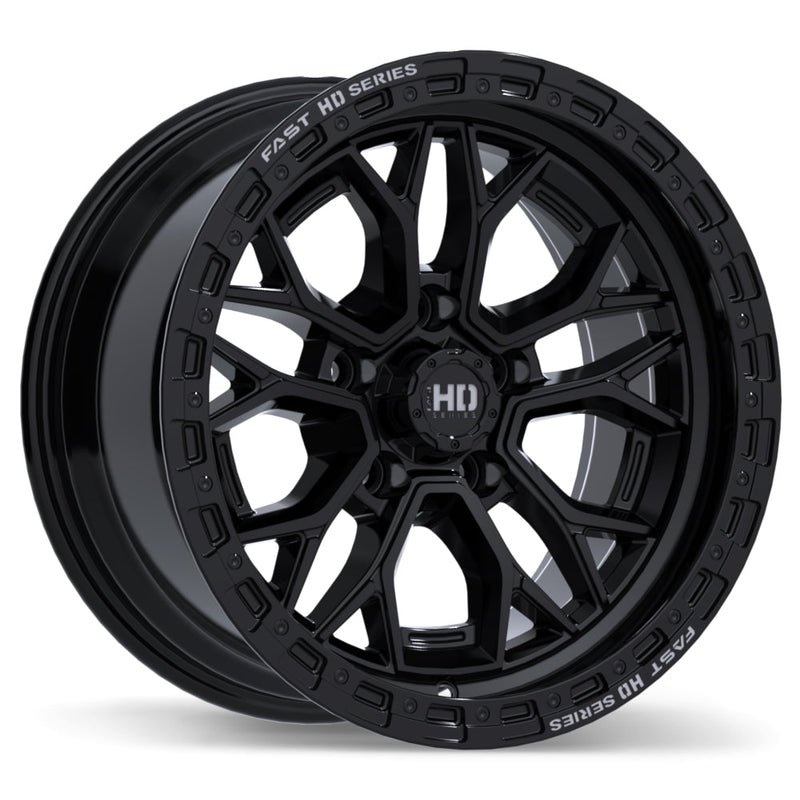 Fast HD - Muramasa - Black - Gloss Black with Grey Milling - 17" x 9", 0 Offset, 5x127 (Bolt pattern), 71.5mm HUB