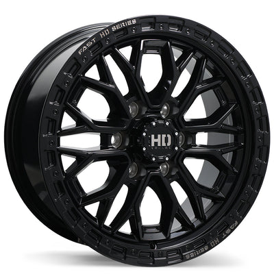 Fast HD - Muramasa - Black - Gloss Black with Grey Milling - 18" x 9", 30 Offset, 6x139.7 (Bolt pattern), 78mm HUB
