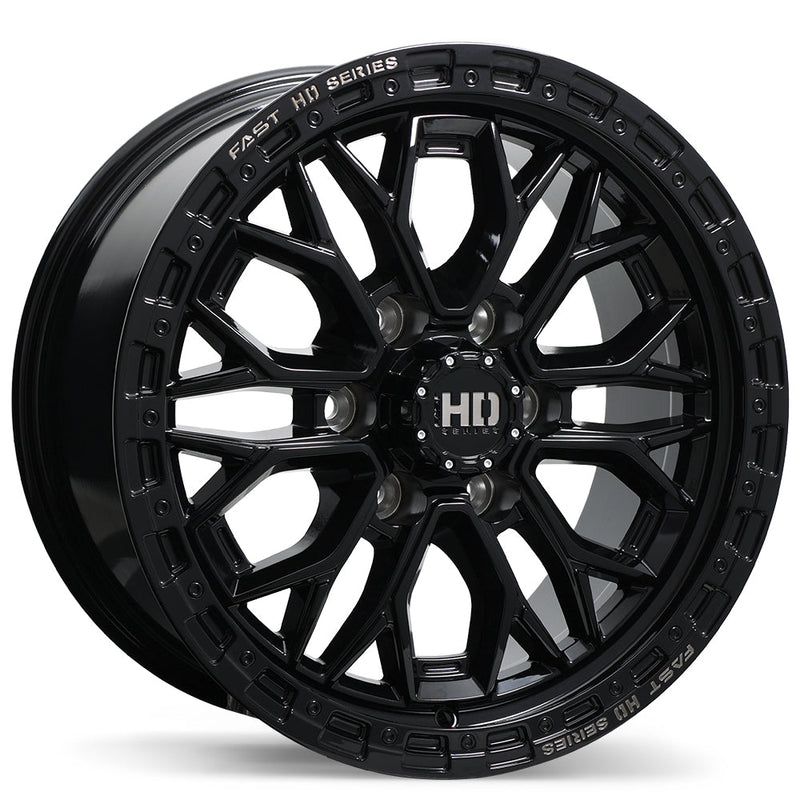 Fast HD - Muramasa - Black - Gloss Black with Grey Milling - 18" x 9", 30 Offset, 6x139.7 (Bolt pattern), 78mm HUB