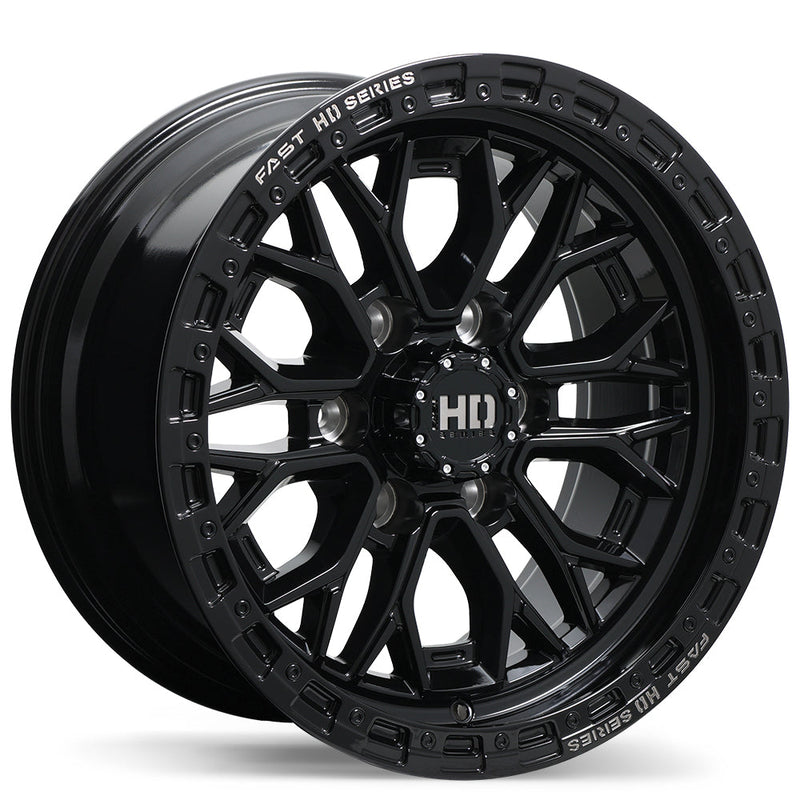 Fast HD - Muramasa - Black - Gloss Black with Grey Milling - 17" x 9", 0 Offset, 6x139.7 (Bolt pattern), 78mm HUB