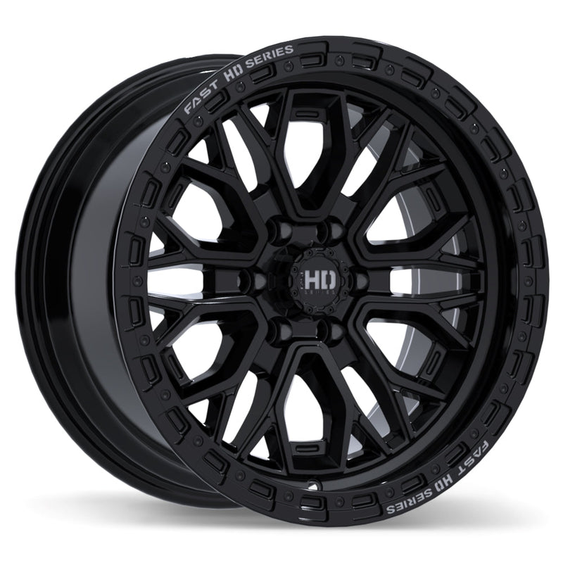 Fast HD - Muramasa - Black - Gloss Black with Grey Milling - 17" x 9", 0 Offset, 6x114.3 (Bolt pattern), 66.1mm HUB