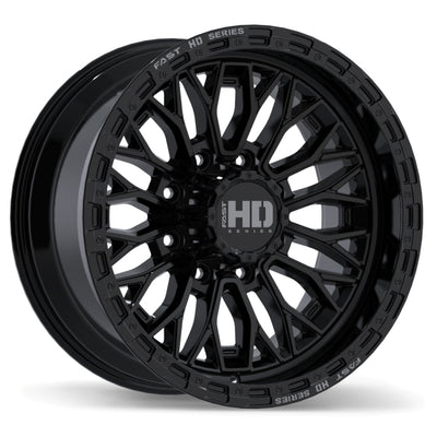 Fast HD - Muramasa - Black - Gloss Black with Grey Milling - 20" x 10", 0 Offset, 8x180 (Bolt pattern), 124.40mm HUB