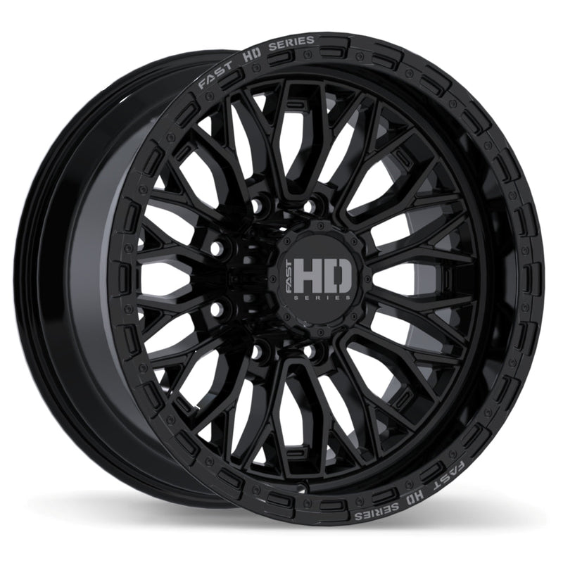 Fast HD - Muramasa - Black - Gloss Black with Grey Milling - 20" x 10", 0 Offset, 8x165.1 (Bolt pattern), 121.10mm HUB