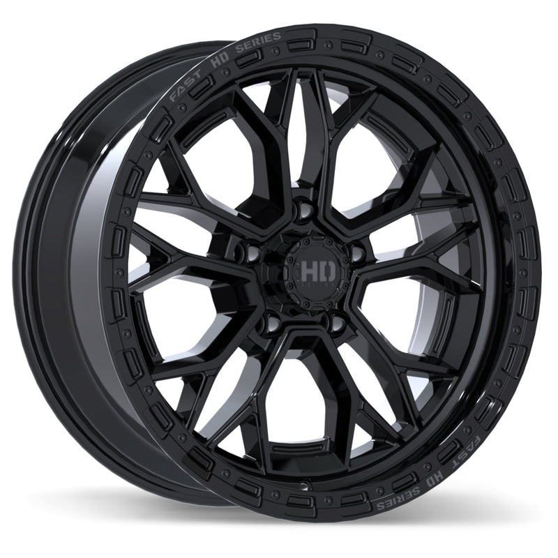 Fast HD - Muramasa - Black - Gloss Black with Grey Milling - 20" x 9", 40 Offset, 5x139.7 (Bolt pattern), 64.10mm HUB