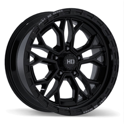 Fast HD - Muramasa - Black - Gloss Black with Grey Milling - 20" x 9", 0 Offset, 5x139.7 (Bolt pattern), 77.8mm HUB