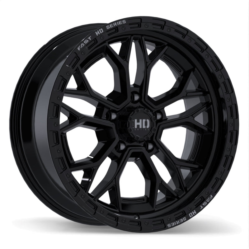 Fast HD - Muramasa - Black - Gloss Black with Grey Milling - 20" x 9", 0 Offset, 5x139.7 (Bolt pattern), 77.8mm HUB