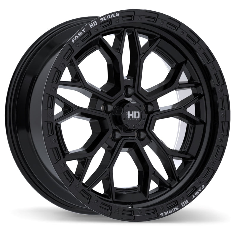 Fast HD - Muramasa - Black - Gloss Black with Grey Milling - 20" x 9", 0 Offset, 5x127 (Bolt pattern), 71.5mm HUB