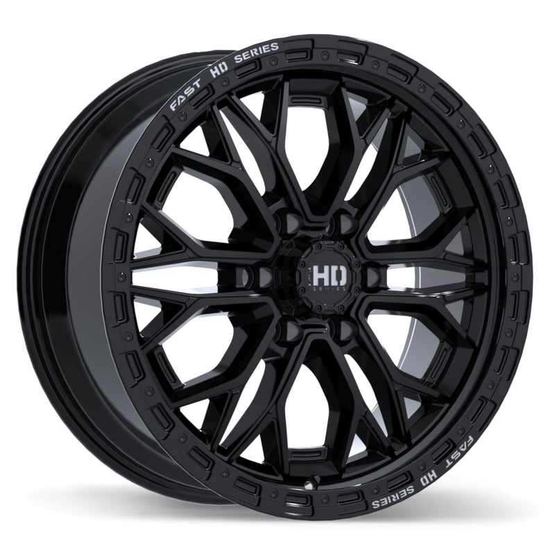Fast HD - Muramasa - Black - Gloss Black with Grey Milling - 20" x 9", 30 Offset, 6x135 (Bolt pattern), 87.1mm HUB