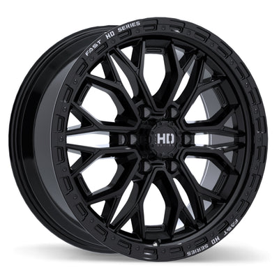 Fast HD - Muramasa - Black - Gloss Black with Grey Milling - 20" x 9", 30 Offset, 6x139.7 (Bolt pattern), 84.2mm HUB