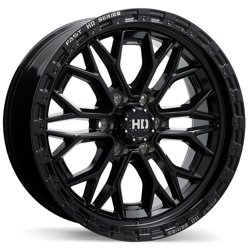 Fast HD - Muramasa - Black - Gloss Black with Grey Milling - 20" x 9", 0 Offset, 6x139.7 (Bolt pattern), 78mm HUB