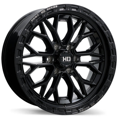 Fast HD - Muramasa - Black - Gloss Black with Grey Milling - 20" x 9", 0 Offset, 6x139.7 (Bolt pattern), 84.20mm HUB