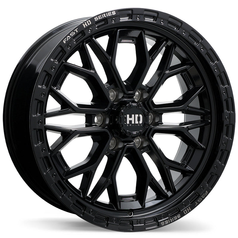 Fast HD - Muramasa - Black - Gloss Black with Grey Milling - 20" x 9", 0 Offset, 6x139.7 (Bolt pattern), 84.20mm HUB