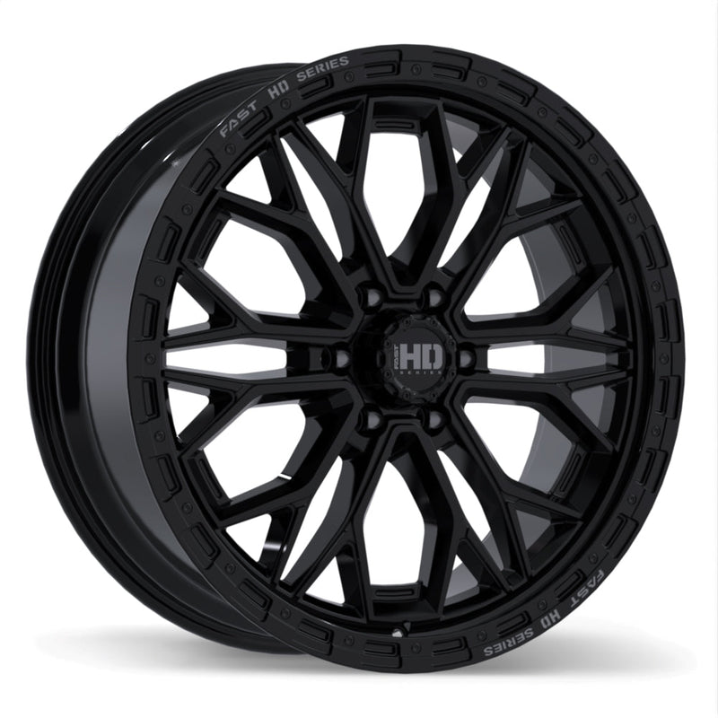 Fast HD - Muramasa - Black - Gloss Black with Grey Milling - 22" x 9", 26 Offset, 6x139.7 (Bolt pattern), 106.1mm HUB